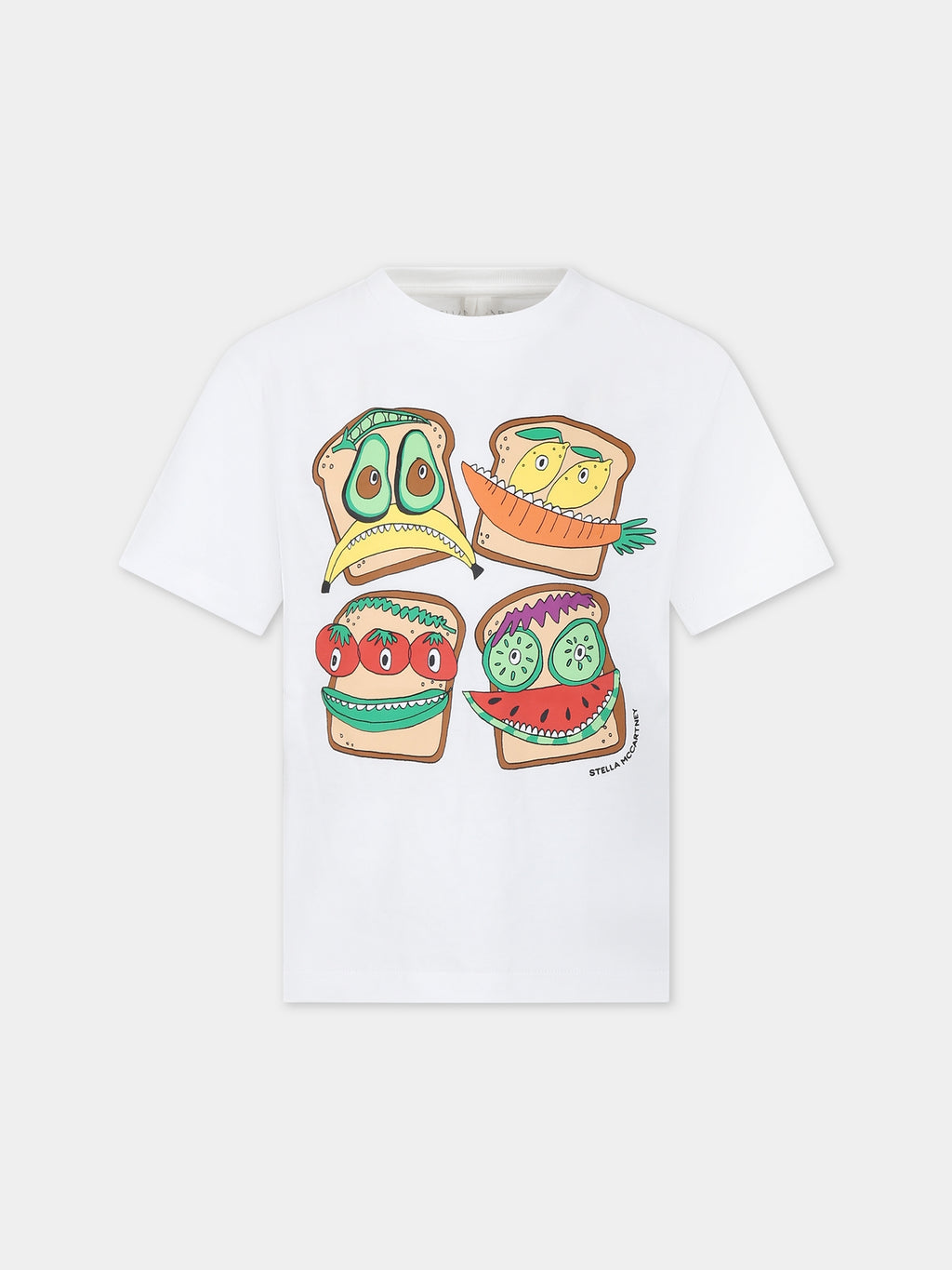 White t-shirt for boy with toast print